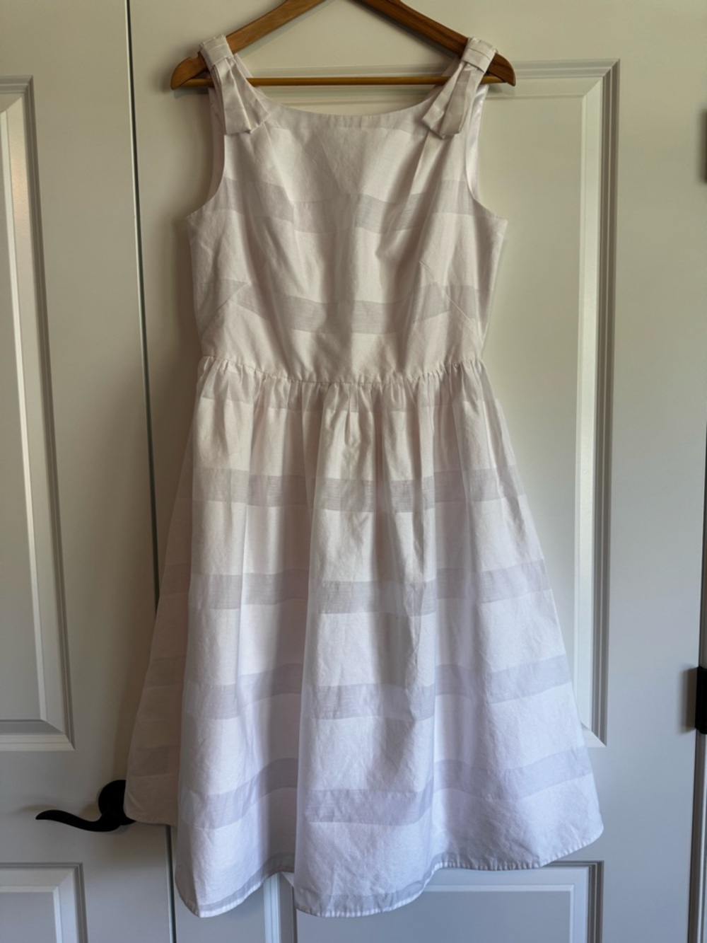 Kate Spade White Bow Shoulder Fit & Flare Midi Dress 10